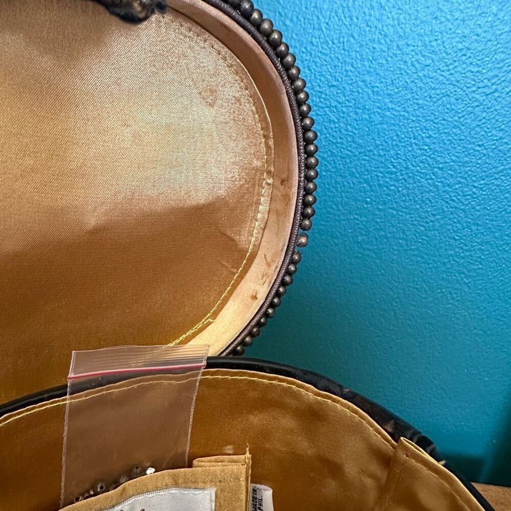 Mary Frances Brown Beaded CHAMPAGNE Bucket Bag with Gold Accents 🍾 🥂 - Picture 13 of 16
